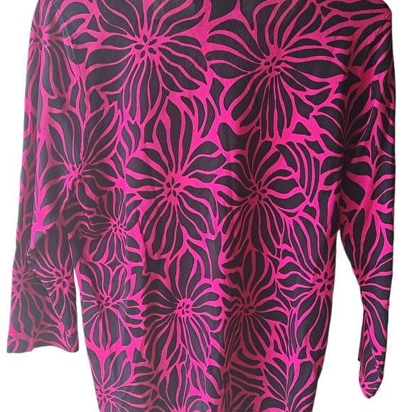 Beautiful Fuchsia 3/4 Sleeve Dress Barn Top SZ L - Picture 2 of 3